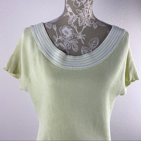 Style & Co Yellow Citrine Boatneck Top Silk XL Short Sleeve - Picture 2 of 7